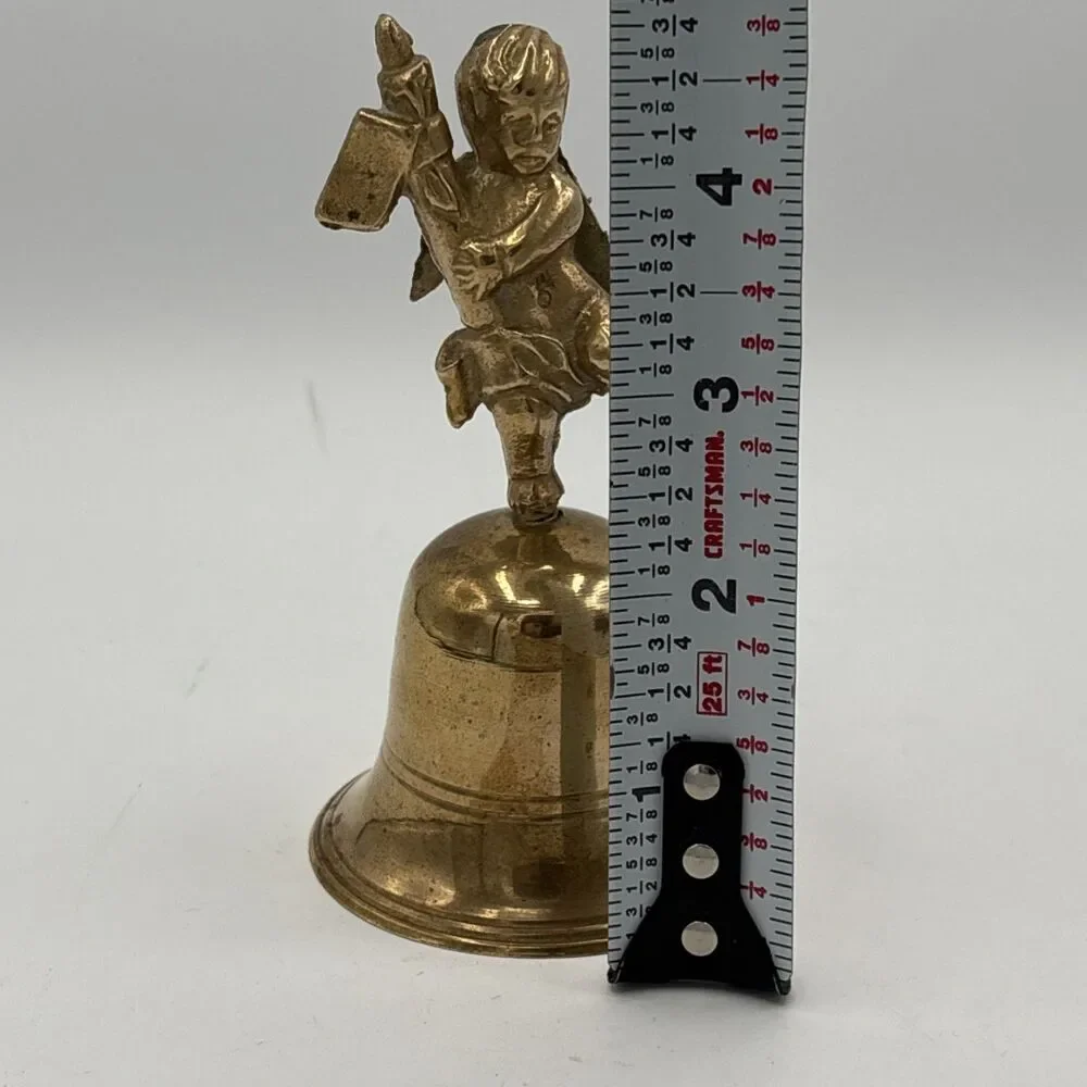 Vintage Brass Cherub Angel Bell Solid Brass Made in India Decorative